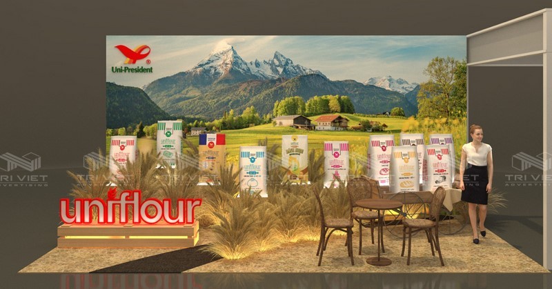 trang trí gian hàng hội chợ sang trọng